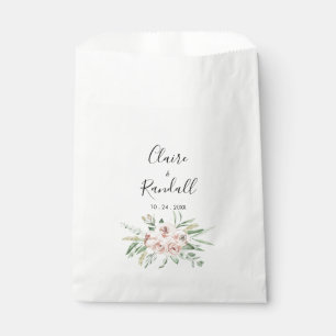 Green Pink Blush Floral White Wedding   Favour Bag