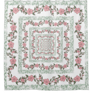 Green Pink Border Retro Y2K 70s Flower Pattern