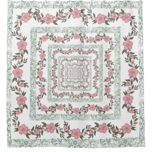 Green Pink Border Retro Y2K 70s Flower Pattern (Front)