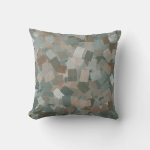 Green Pink Brown Cubism Abstract Pattern Throw Pillow
