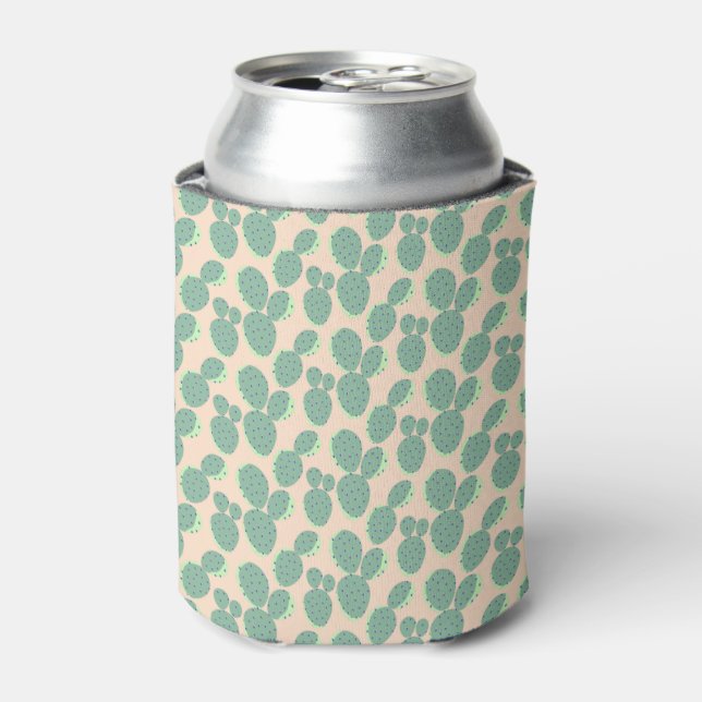Green & Pink Cactus Pattern Can Cooler (Can Front)