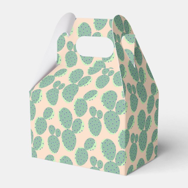 Green & Pink Cactus Pattern Favor Box (Front Side)