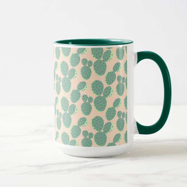 Green & Pink Cactus Pattern Mug (Right)