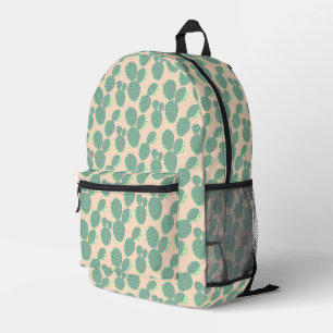Green & Pink Cactus Pattern Printed Backpack