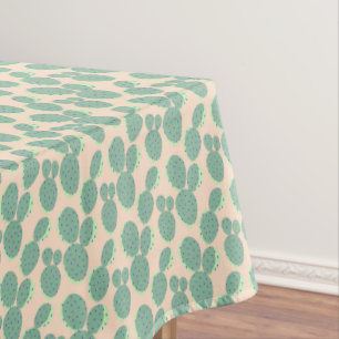 Green & Pink Cactus Pattern Tablecloth