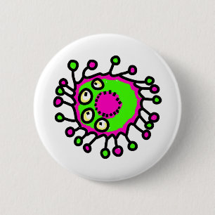 Green & Pink Cartoon Germ 2 Inch Round Button
