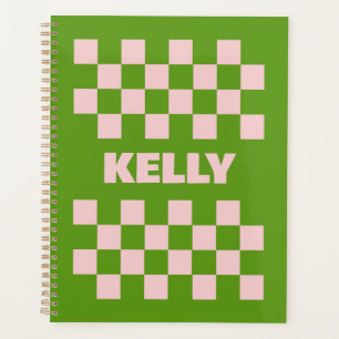 Green Pink Chequered Pattern for Organization Planner