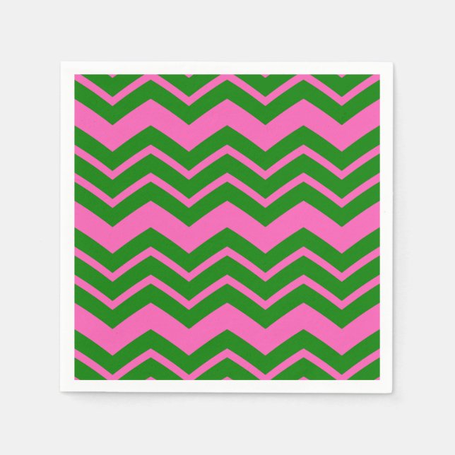 Green Pink Chevron Zigzag Design  Napkin (Front)
