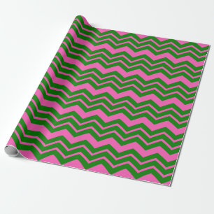 Green Pink Chevron Zigzag Design Wrapping Paper
