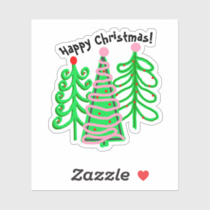 Green Pink Christmas Trees