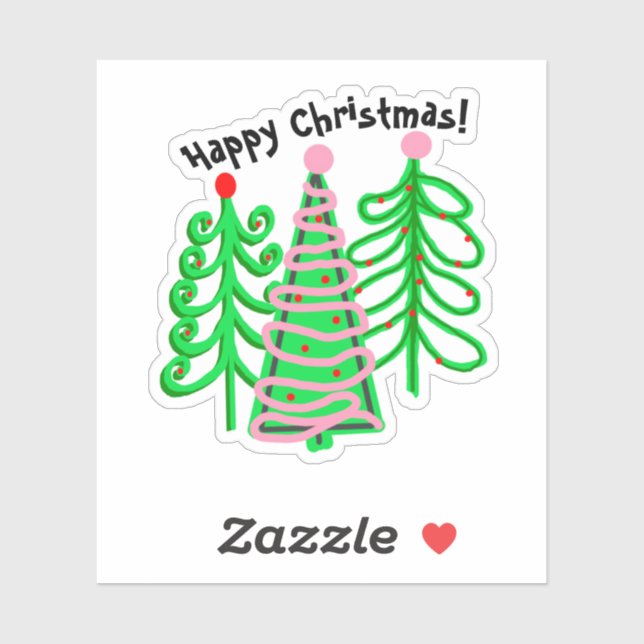 Green Pink Christmas Trees (Sheet)