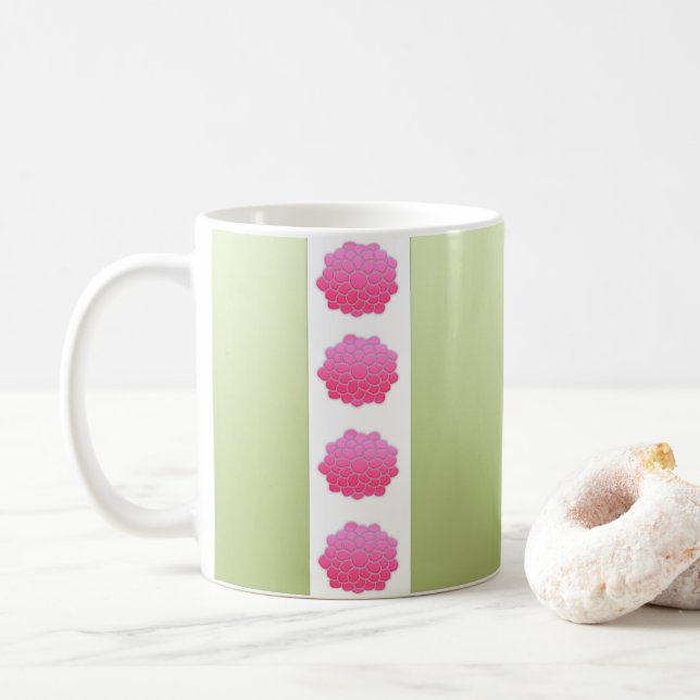 green pink  coffee mug (With Donut)