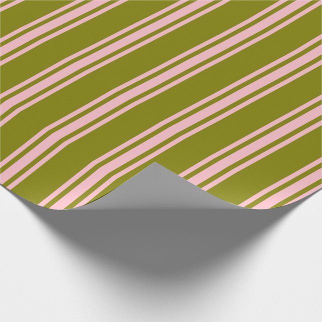 Green & Pink Coloured Lined/Striped Pattern Wrapping Paper (Corner)