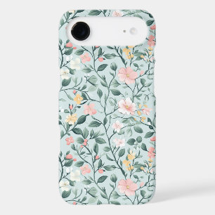 Green Pink Cottagecore Watercolor Florals
