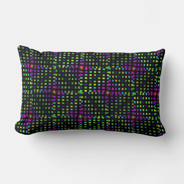 Green Pink Diamond Abstract Pattern, Lumbar Pillow (Front)