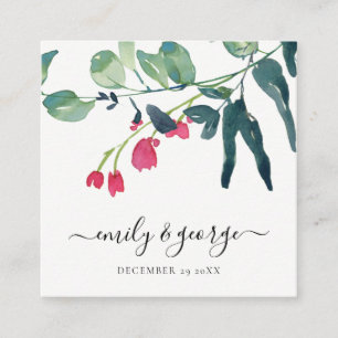 GREEN PINK EUCALYPTUS FOLIAGE WEDDING WEBSITE RSVP SQUARE BUSINESS CARD