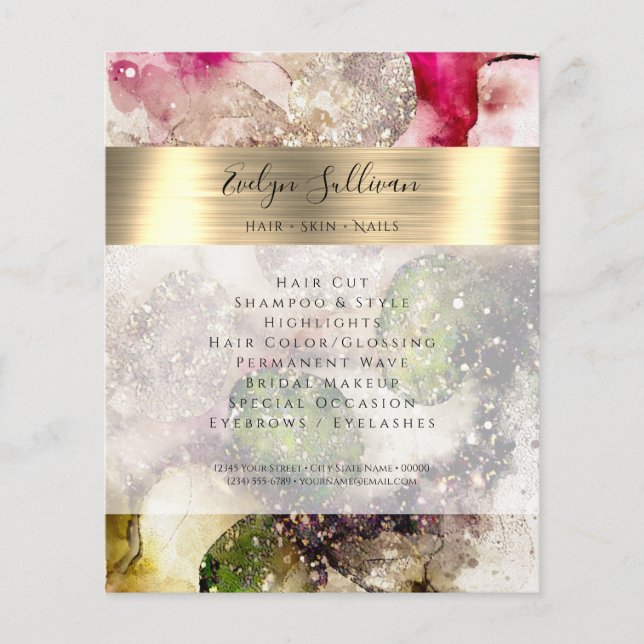 Green Pink glitter watercolor flyer (Front)