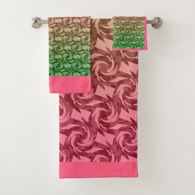 Green pink gradient bath towel set (Insitu)