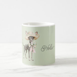 Green Pink Hat Bow Dog Coffee Mug