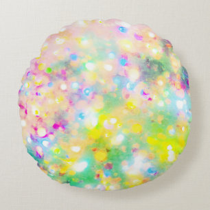 Green & Pink Holographic Round Pillow