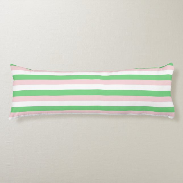 Green Pink Horizontal Stripe Pattern Body Pillow (Front)
