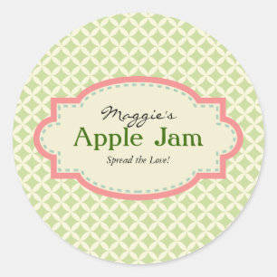 Green Pink Jam Jar Labels, Custom Classic Round Sticker