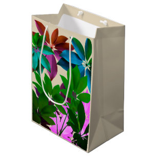 Green & Pink  Leaves Gift Bag