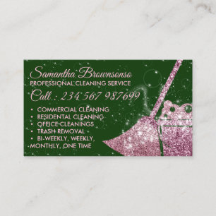 Green Pink Luxury Cleaning Service Maid Janitorial Business Card