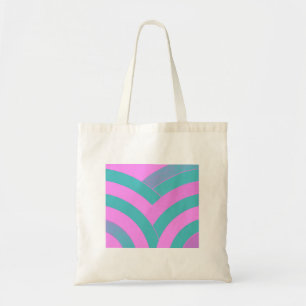 green pink modern curved chevron tote bag