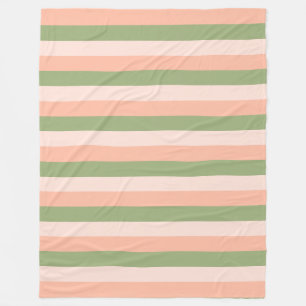 Green Pink Orange Striped Elegant Trendy Template Fleece Blanket