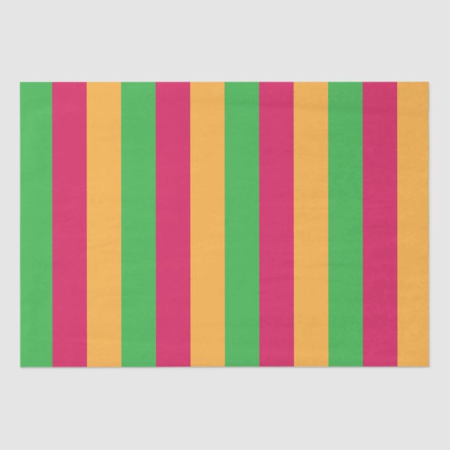 Green Pink Orange Vertical Stripes Tissue Paper (Front)