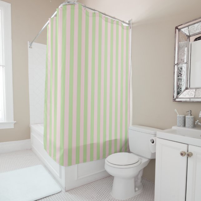 Green Pink Pastel Stripes Pattern Modern Geometric (In Situ)