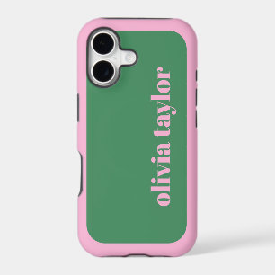 Green Pink Preppy Personalized Name Modern Cute