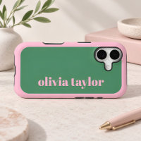 Green Pink Preppy Personalized Name Modern Cute