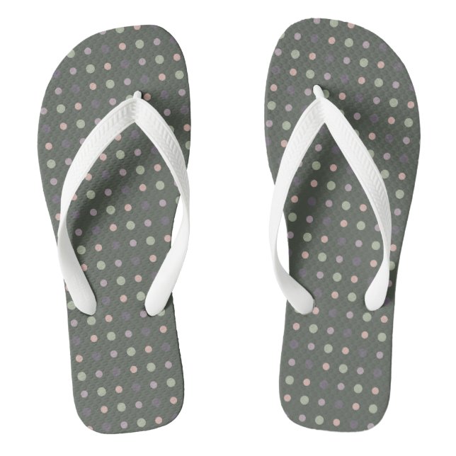 Green, pink, purple, blue dots flip flops (Footbed)