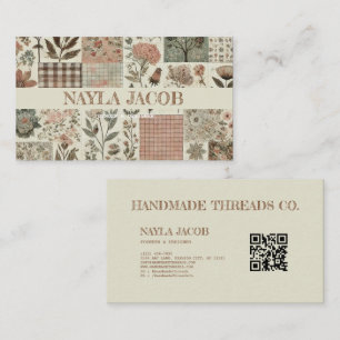 Green Pink Quilt and Patchwork Handmade Clothing Business Card