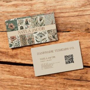 Green Pink Quilt and Patchwork Handmade Clothing  Business Card