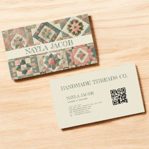 Green Pink Quilt and Patchwork Handmade Clothing Business Card