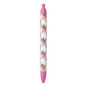 Green Pink Red Orange Yellow Colourful Flowers Ros Blue Ink Pen