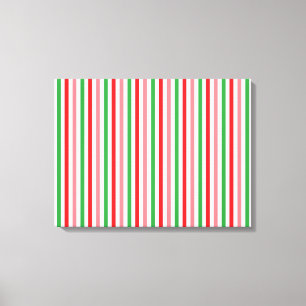 Green Pink Red White Horizontal Striped Colourful  Canvas Print
