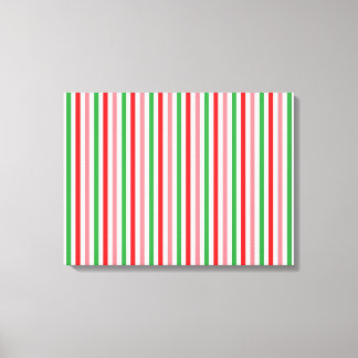 Green Pink Red White Horizontal Striped Colourful Canvas Print