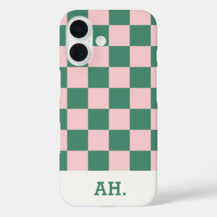 Green Pink Retro Checkered iPhone 16 case