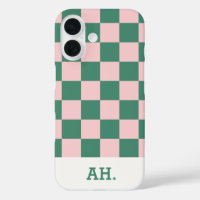 Green Pink Retro Chequered iPhone 16 case