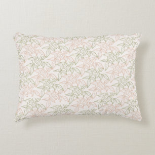 Green Pink Retro Vintage Leaf Pattern  Accent Pillow