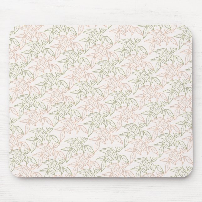 Green Pink Retro Vintage Leaf Pattern  Mouse Pad (Front)