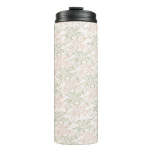 Green Pink Retro Vintage Leaf Pattern  Thermal Tumbler