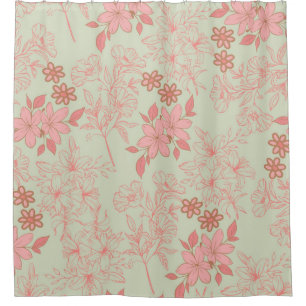 Green Pink Retro Y2K 70s Flower Pattern