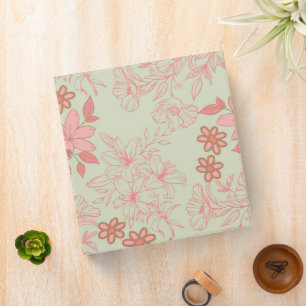 Green Pink Retro Y2K 70s Flower Pattern Binder