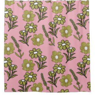 Green Pink Retro Y2K Funky Hippie Flower Pattern
