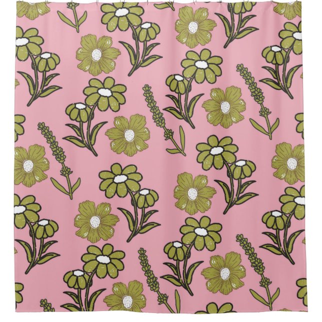 Green Pink Retro Y2K Funky Hippie Flower Pattern (Front)